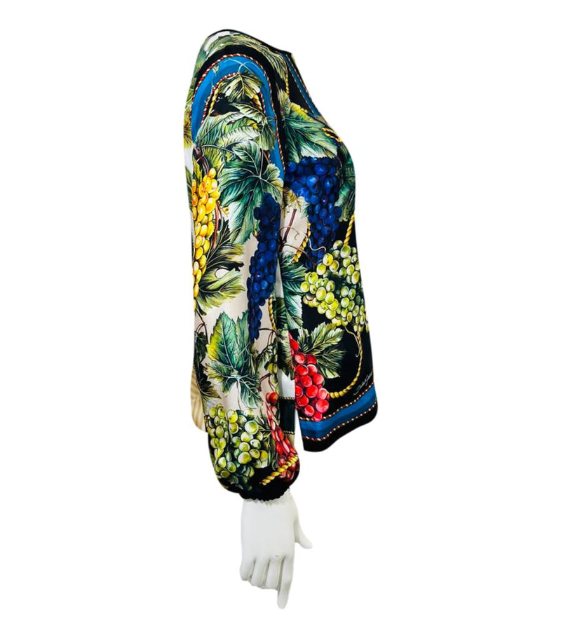 Dolce & Gabbana Silk Fruit Printed Top. Size 40IT