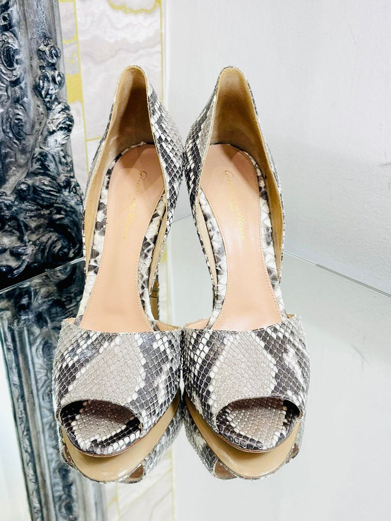 Gianvito Rossi Snakeskin D'Orsay Heels. Size 39