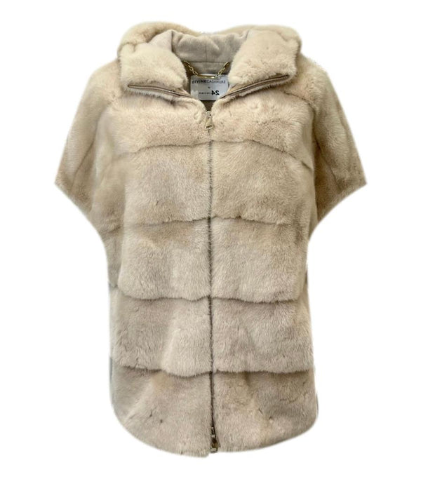 Divine Cashmere Mink Fur Hooded Gilet. Size 38FR