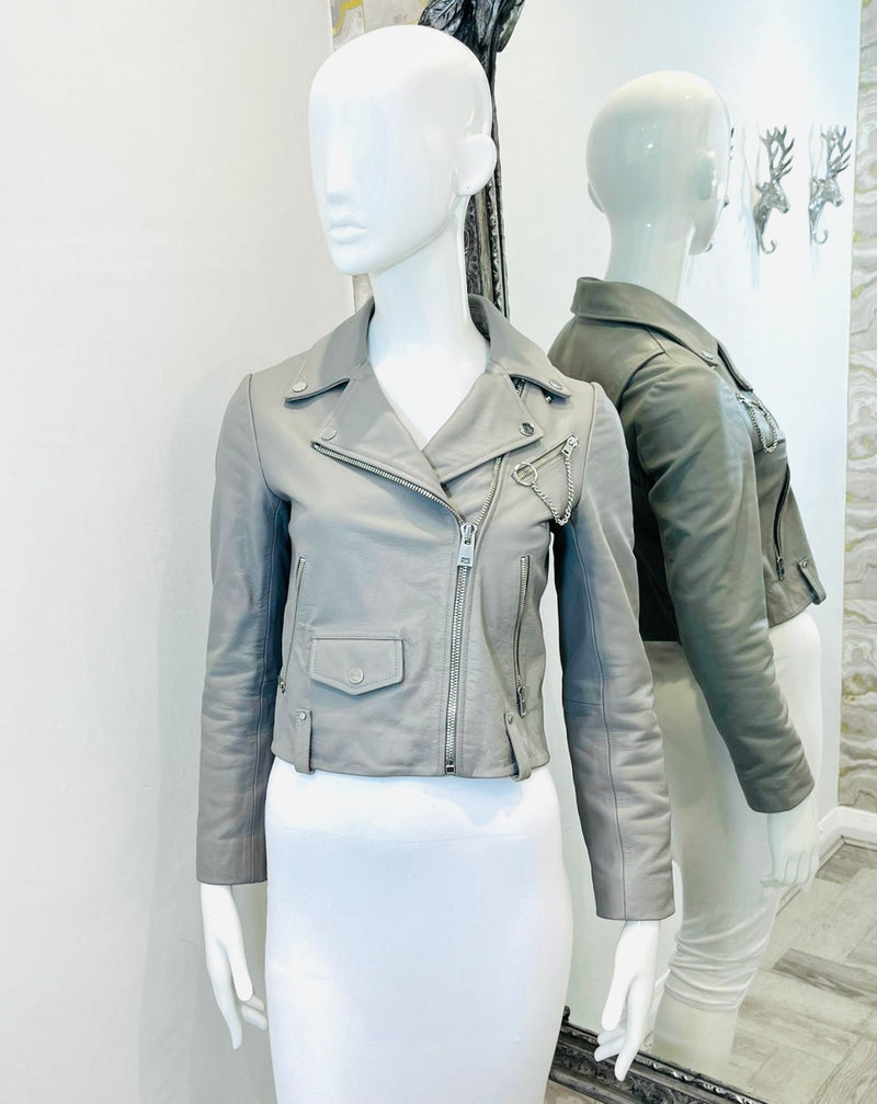 Maje Leather Biker Jacket. Size 38FR