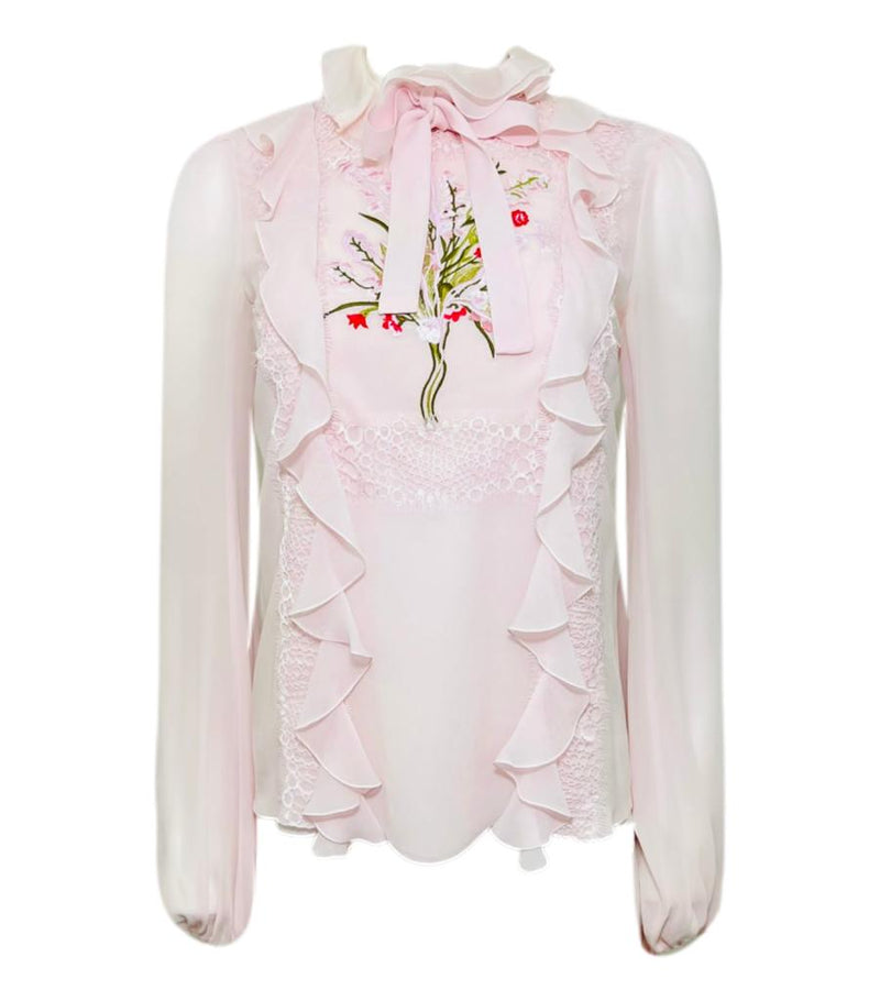 Giambatista Valli Silk & Embroidered Georgette Blouse. Size 38IT