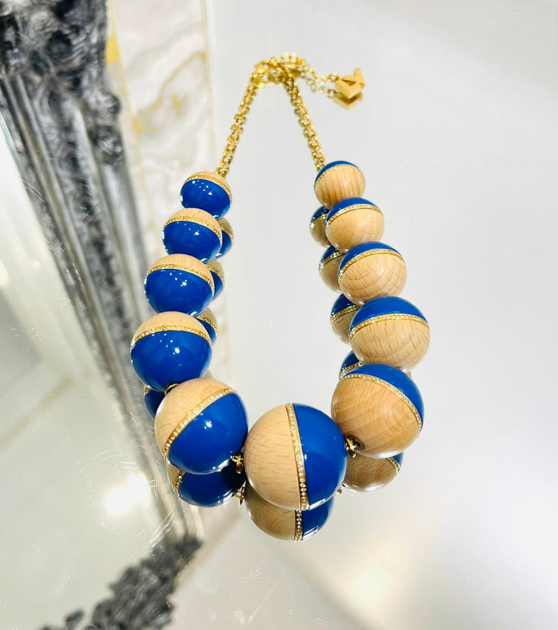 Louis Vuitton Crystal, Wood & Resin Beaded Necklace