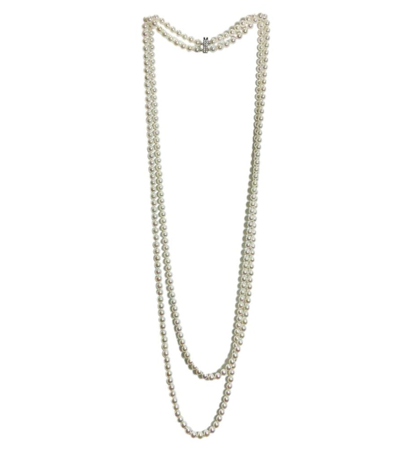 Chanel Fine Jewellery Real Fresh Water Pearl Necklace With 18k White Gold & Diamond Clasp