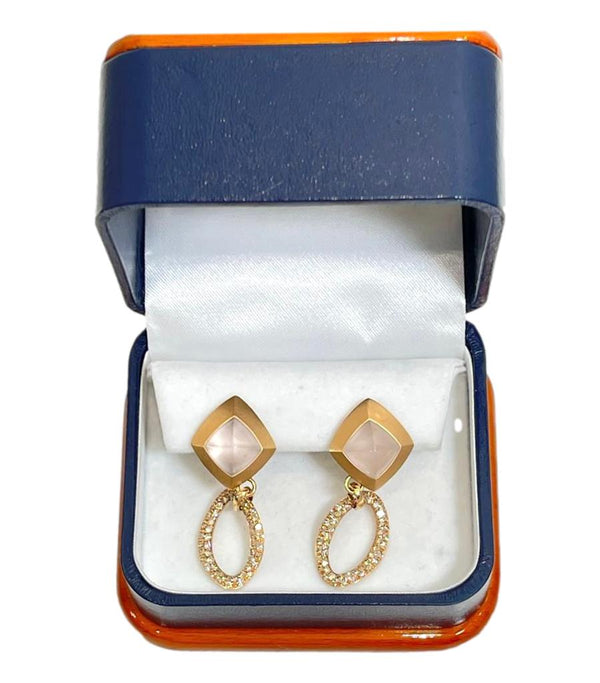 Valente 18k Rose Gold Icy Jadeite & Diamond Drop Earrings