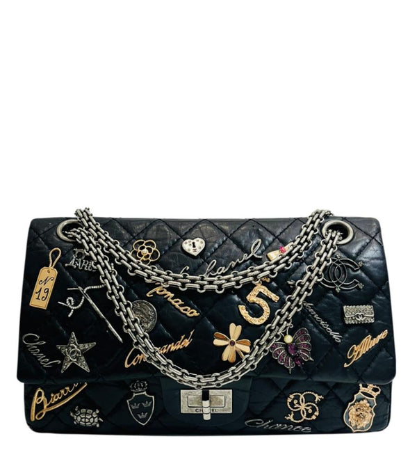 Chanel Ltd Edition Leather 2.55 Lucy Charm Double Flap Bag