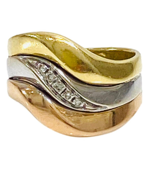 18k Tri-Colour Gold & Diamond Ring