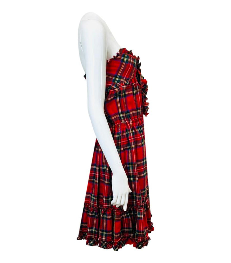 Dolce & Gabanna Wool Tartan Plaid Bustier Dress. Size 38IT