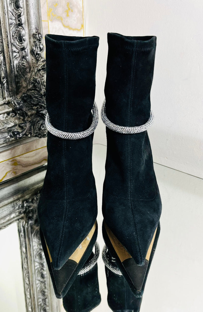Jimmy Choo Suede Embellished Ankle Boots. Size 39