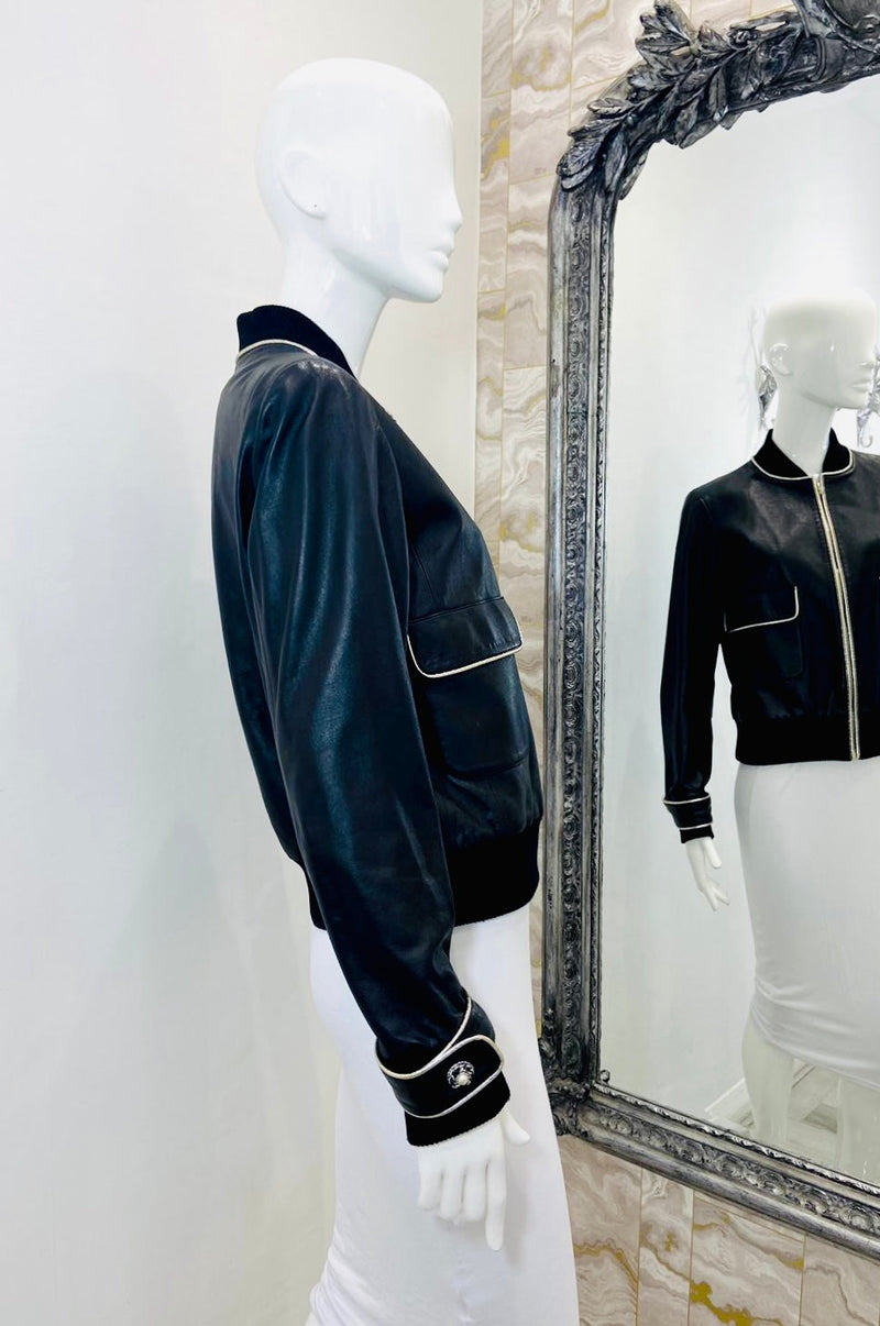 Chanel Lambskin Leather Jacket. Size 42FR