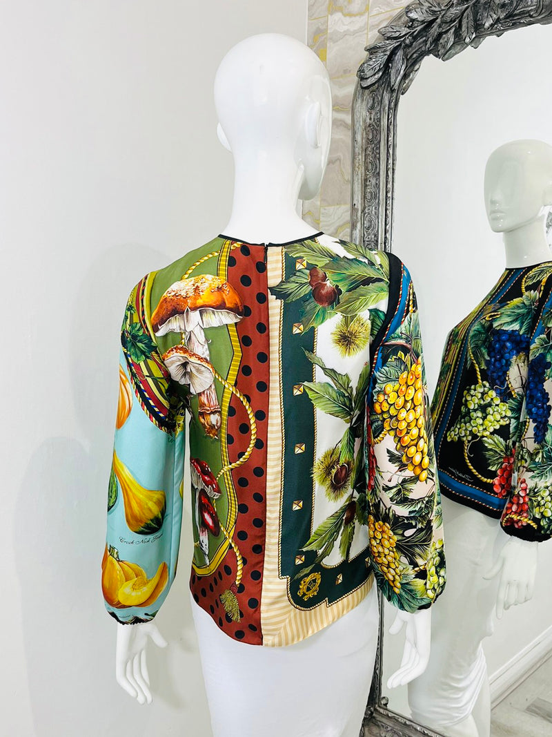 Dolce & Gabbana Silk Fruit Printed Top. Size 40IT