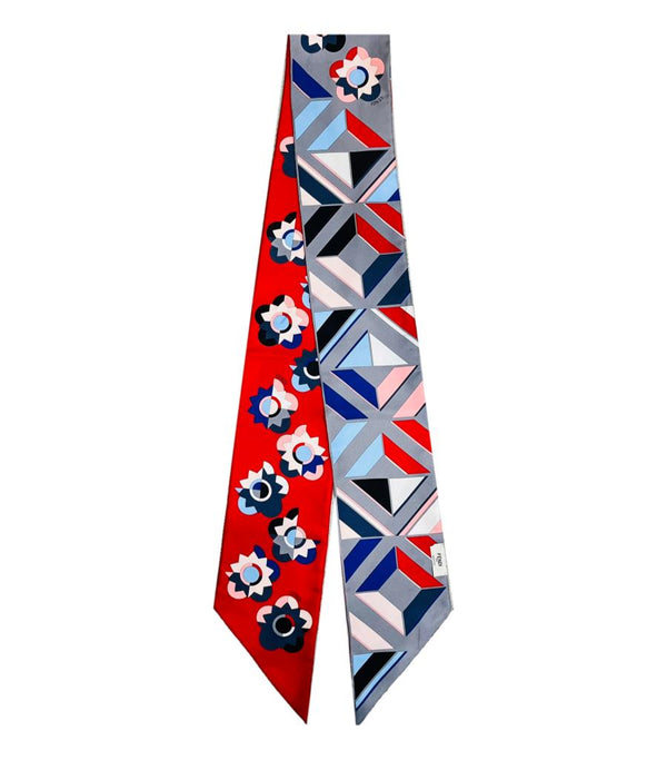 Fendi Roma Silk Floral & Geometric Patterned Scarf