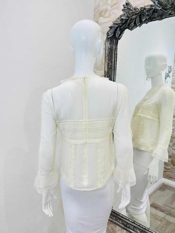 Giambatista Valli Silk & Lace Blouse. Size 38IT