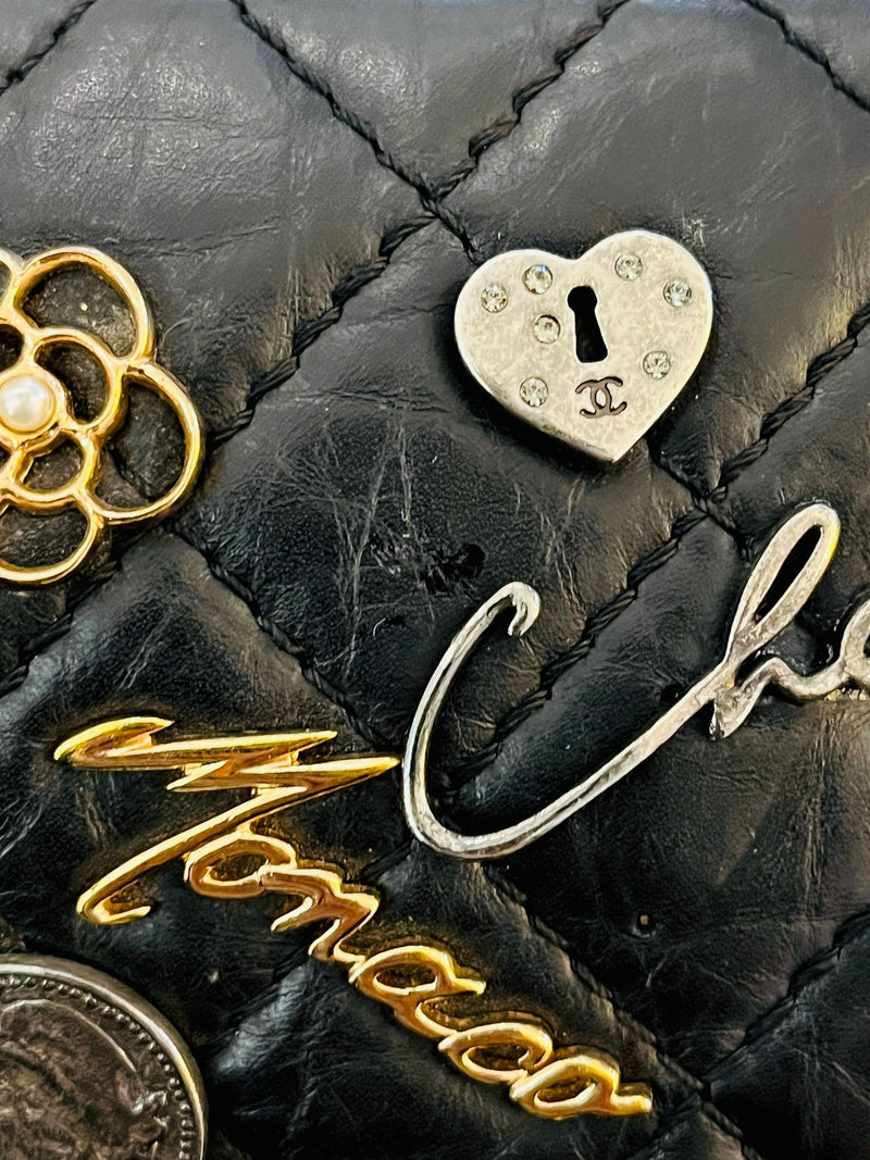 Chanel Ltd Edition Leather 2.55 Lucy Charm Double Flap Bag