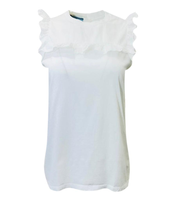 Prada Cotton Ruffle Top. Size M