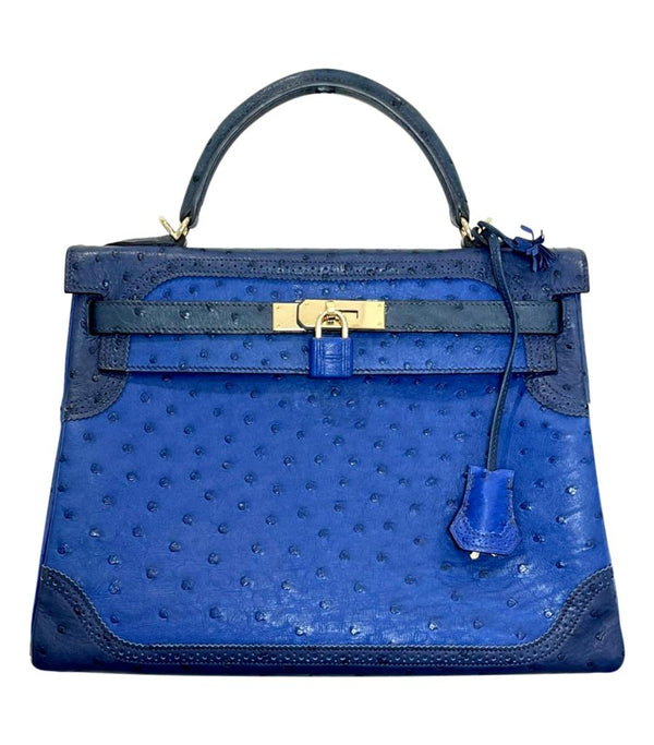 Hermes Kelly Ltd Edition Ghillies Bag In Ostrich Skin