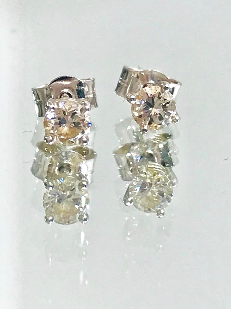 Platinum Diamond Solitiare Earrings .40 Ct Weight Round Cut Shush At The Wellington St Johns Wood London Buy Sell Consign Preloved Authentic Luxury Designer Ladies Jewellery 