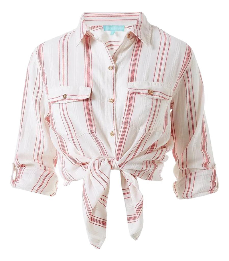 Melissa Odabash Striped Cotton Shirt. Size M