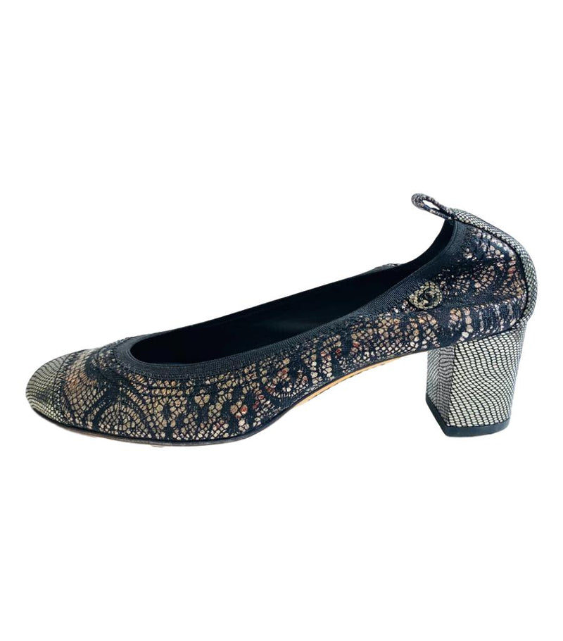 Chanel Metallic Lace Heels. Size 37.5